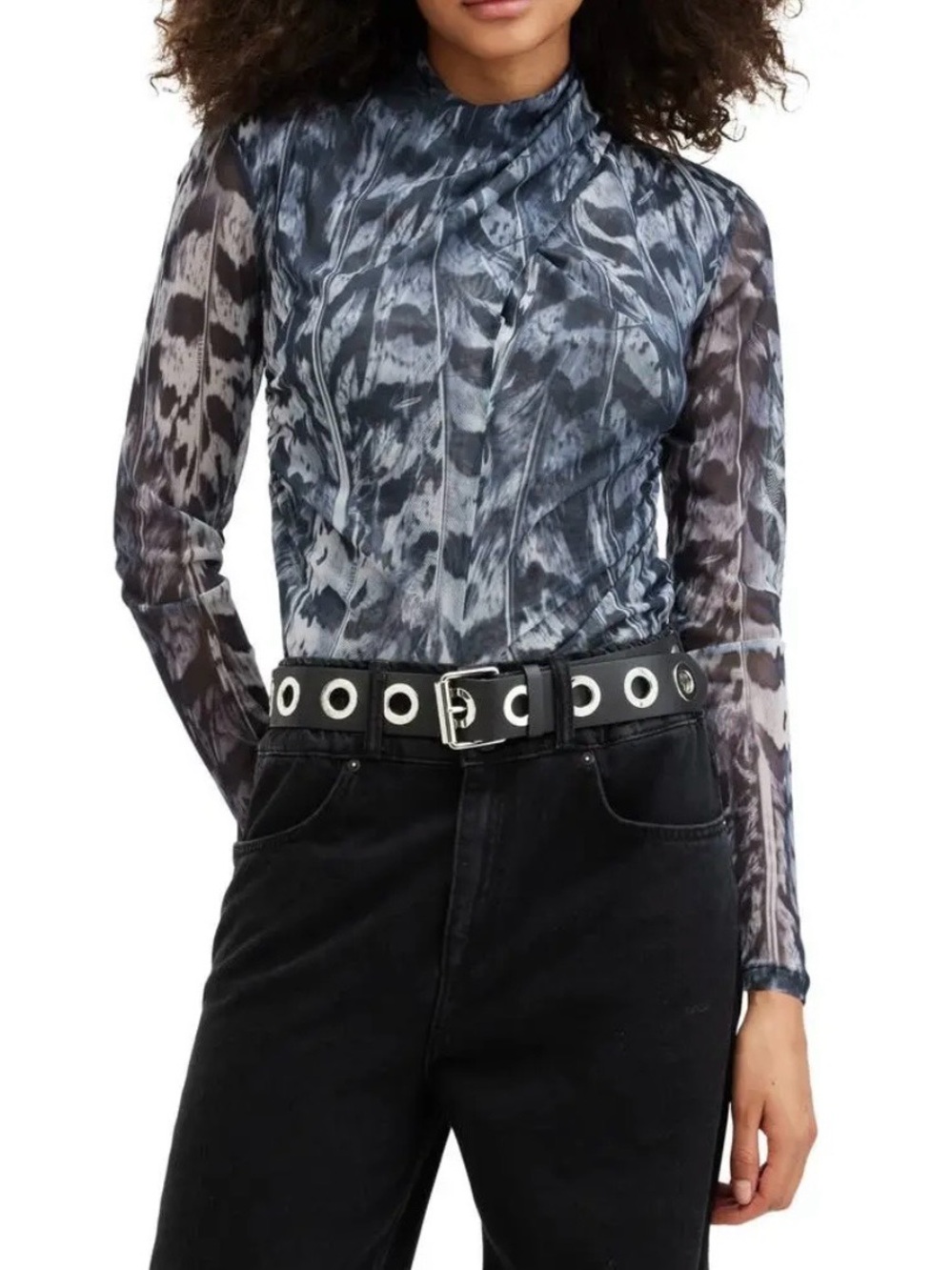 ALLSAINTS Tia Long Sleeve Mesh Top size 10